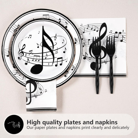 200 Pcs Music Birthday Party Plates and Napkins - Grencian
