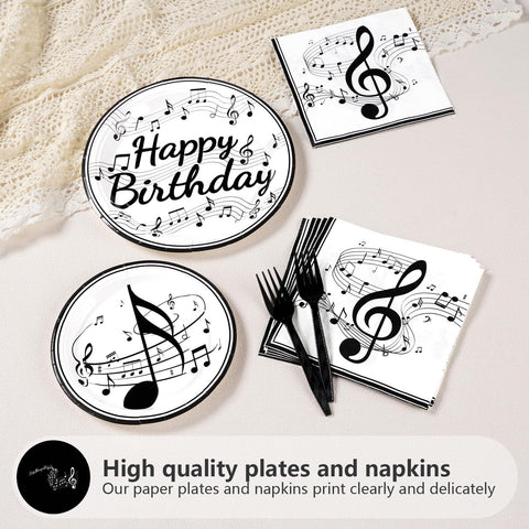 200 Pcs Music Birthday Party Plates and Napkins - Grencian