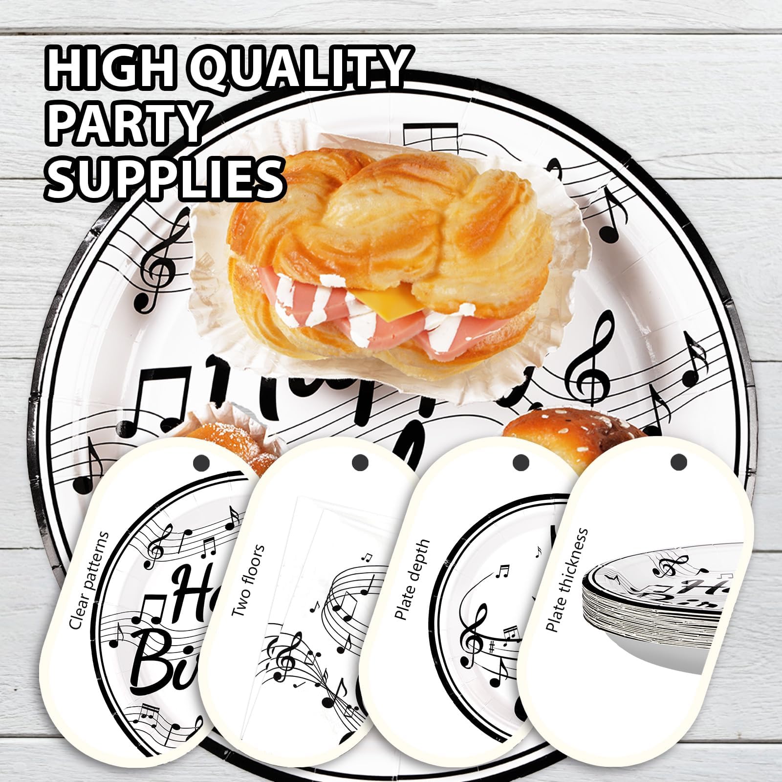 200 Pcs Music Birthday Party Plates and Napkins - Grencian