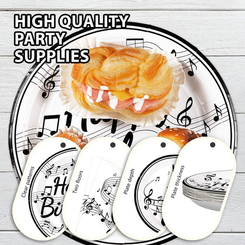 200 Pcs Music Birthday Party Plates and Napkins - Grencian