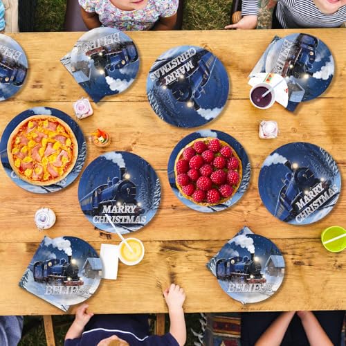 200 Pcs Polar Christmas Party Plates and Napkins - Grencian