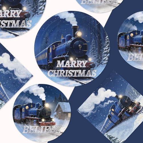 200 Pcs Polar Christmas Party Plates and Napkins - Grencian