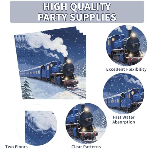 200 Pcs Polar Christmas Party Plates and Napkins - Grencian