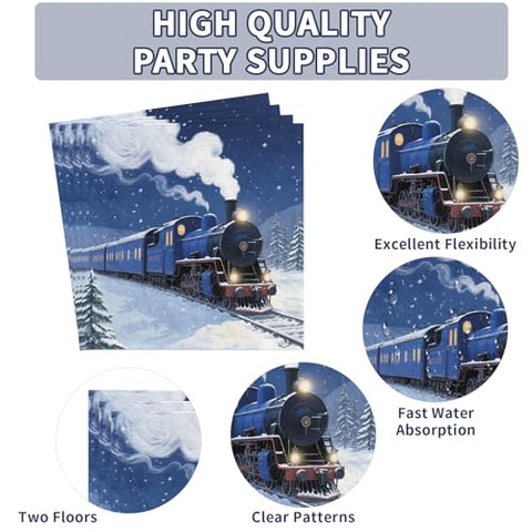 200 Pcs Polar Christmas Party Plates and Napkins - Grencian