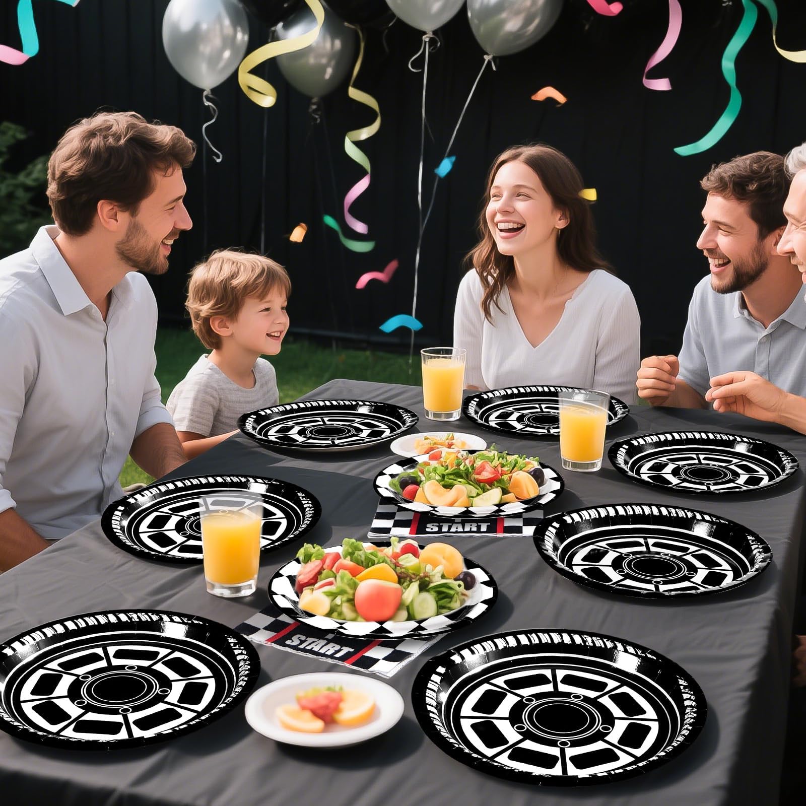 200 Pcs Race Car Party Plates and Napkins - Grencian