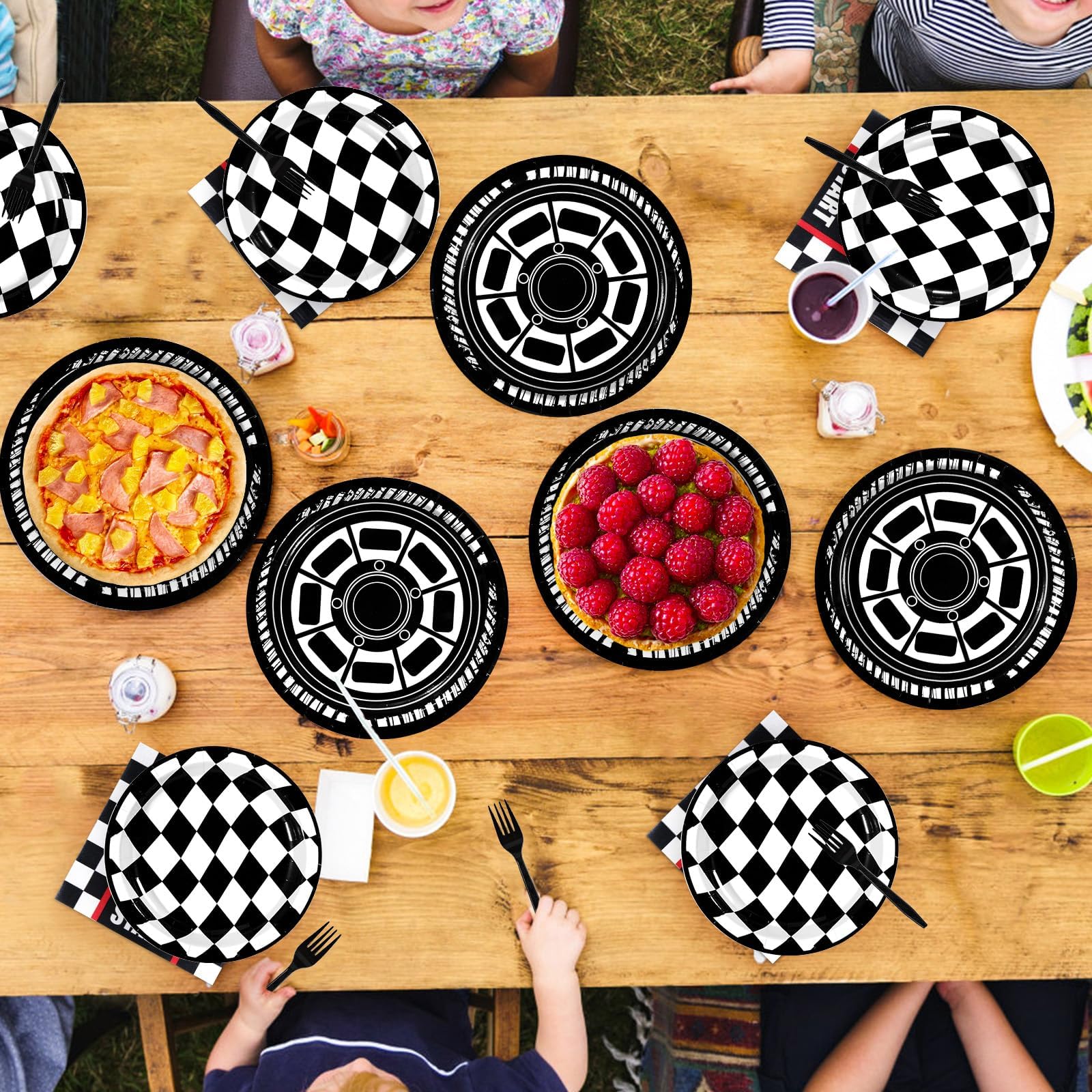 200 Pcs Race Car Party Plates and Napkins - Grencian