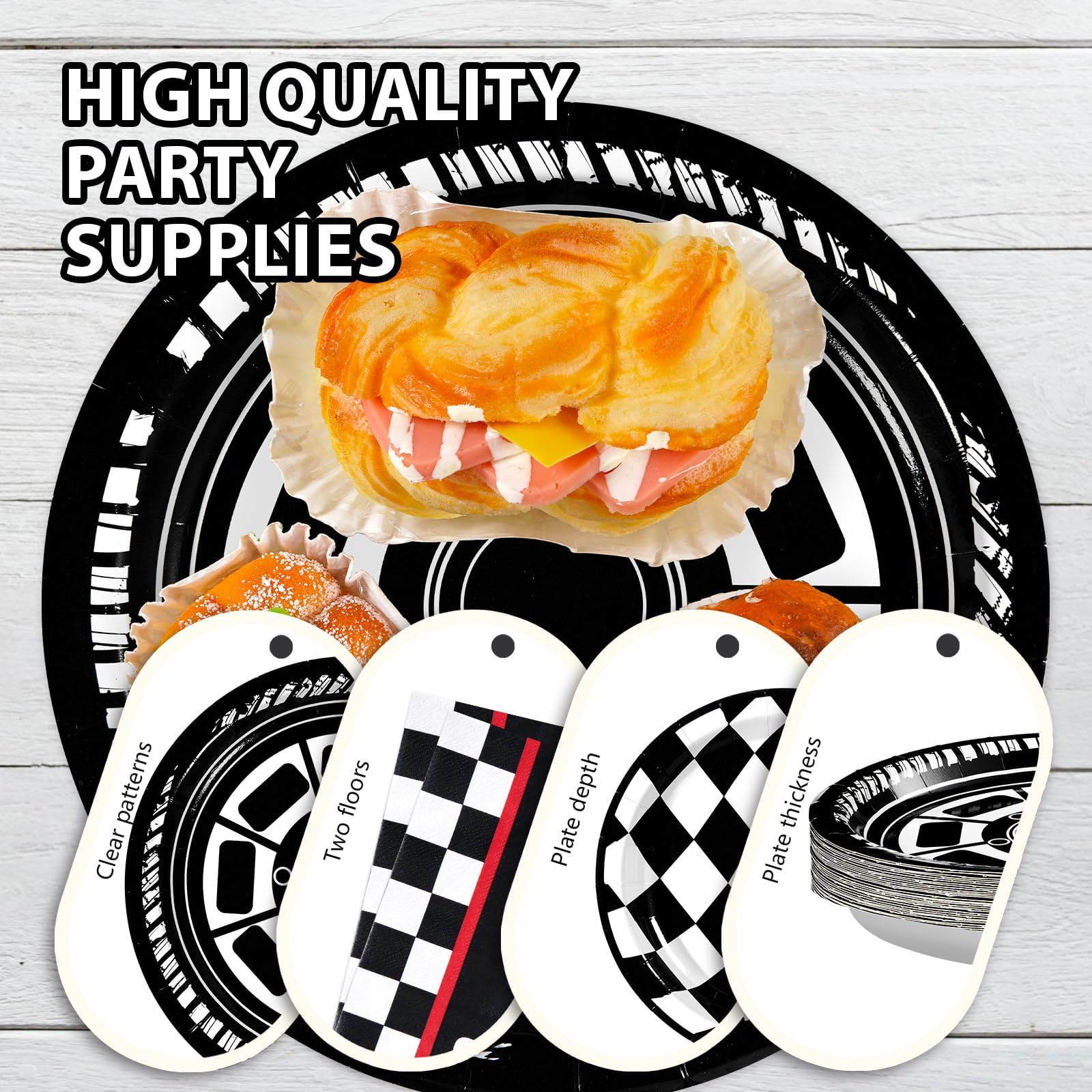 200 Pcs Race Car Party Plates and Napkins - Grencian