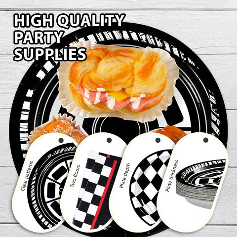 200 Pcs Race Car Party Plates and Napkins - Grencian