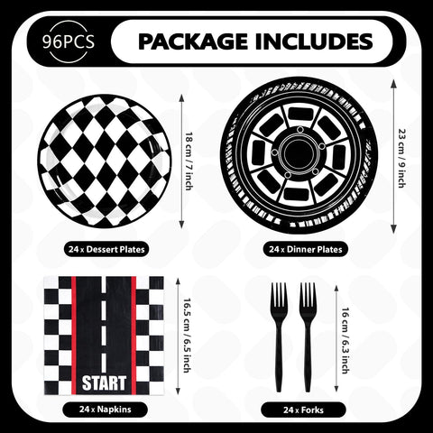 200 Pcs Race Car Party Plates and Napkins - Grencian