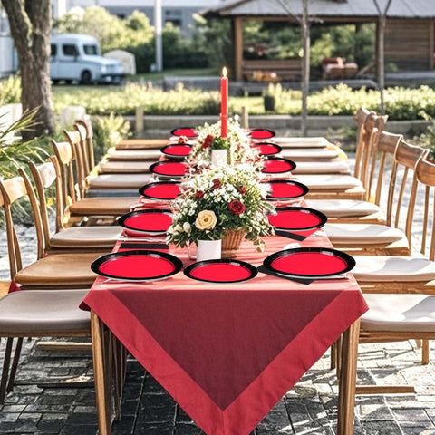 200 Pcs Red and Black Party Plates and Napkins - Grencian