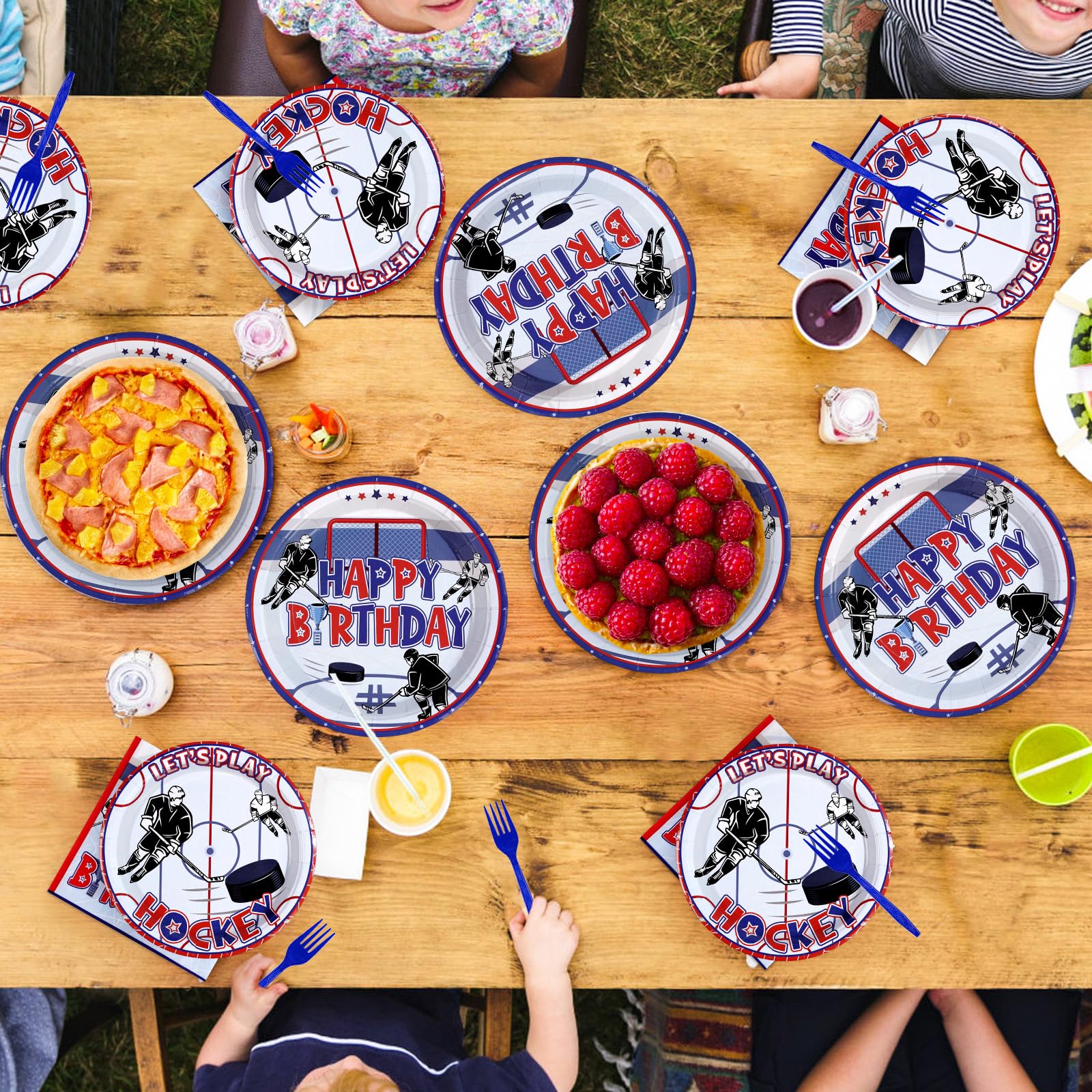 200 Pcs Hockey Birthday Party Plates and Napkins - Grencian