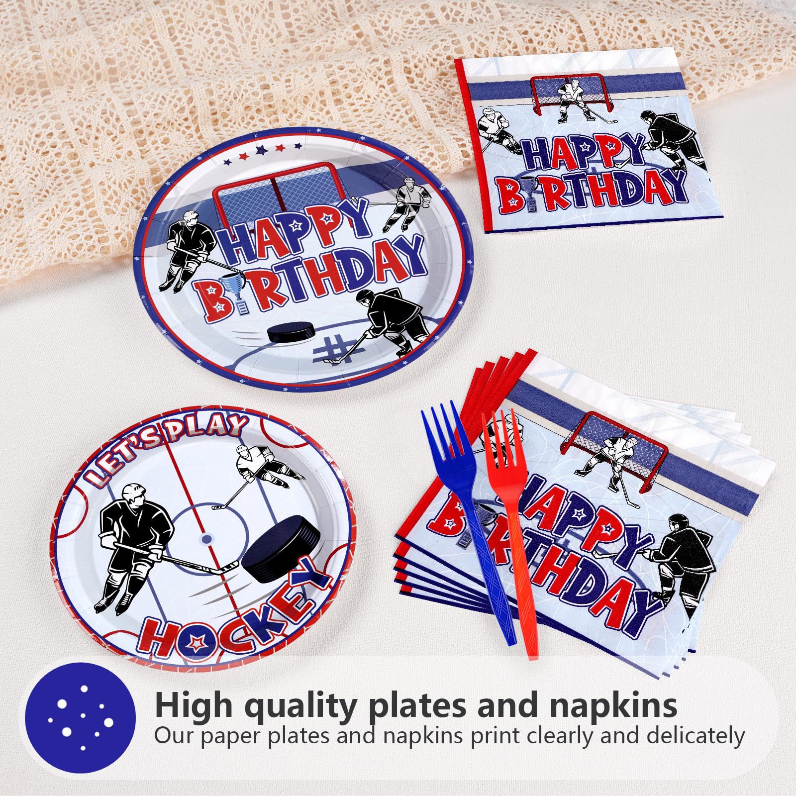 200 Pcs Hockey Birthday Party Plates and Napkins - Grencian