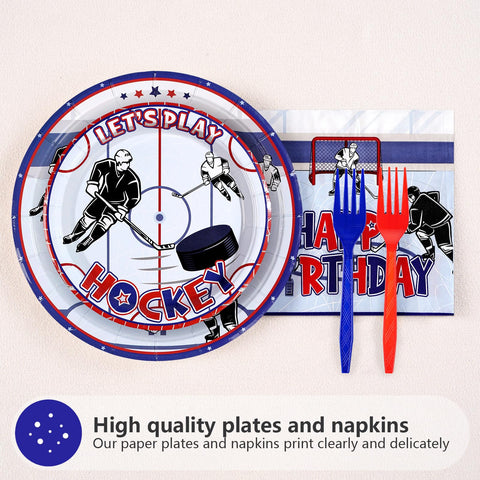 200 Pcs Hockey Birthday Party Plates and Napkins - Grencian