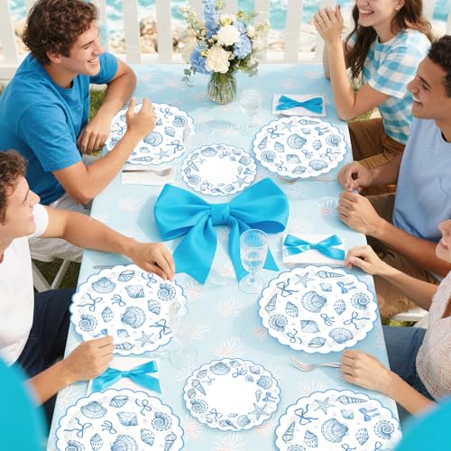 200 Pcs Seashell Scalloped Party Plates and Napkins - Grencian