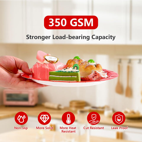 200 Pcs Solid Red Party Plates and Napkins - Grencian