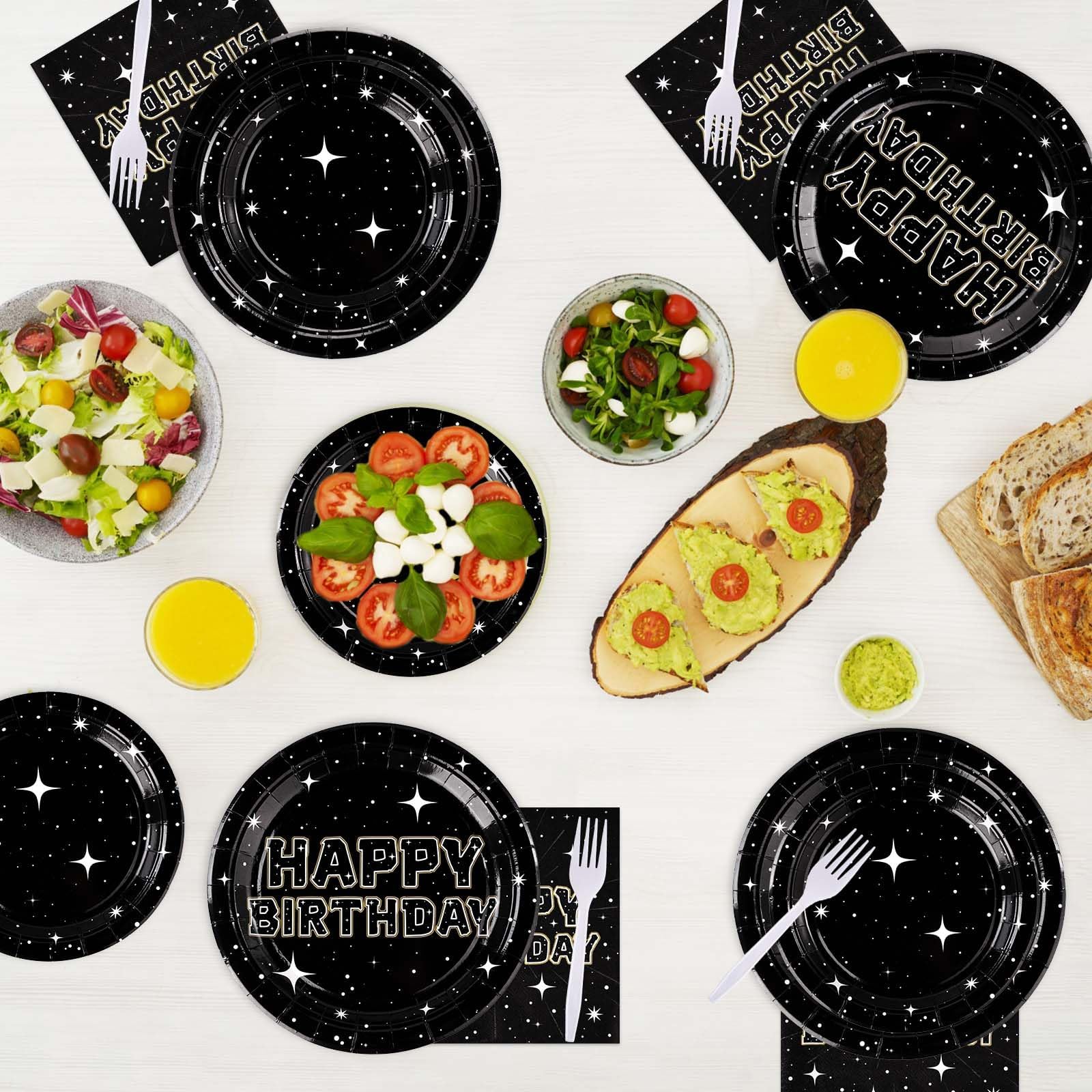 200 Pcs Stars Birthday Party Plates and Napkins - Grencian