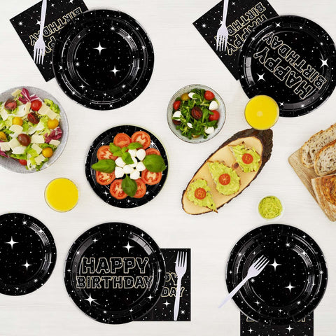 200 Pcs Stars Birthday Party Plates and Napkins - Grencian