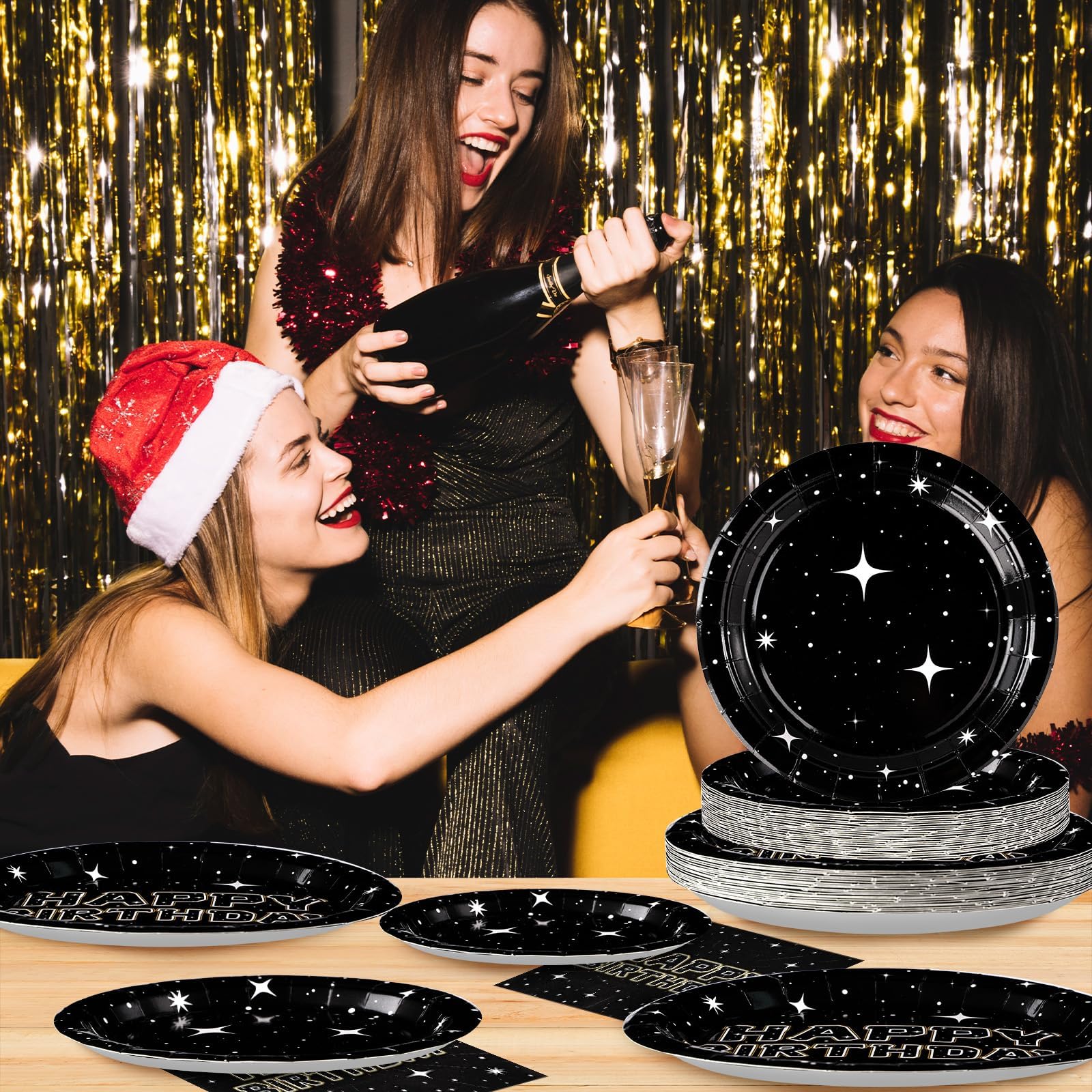 200 Pcs Stars Birthday Party Plates and Napkins - Grencian