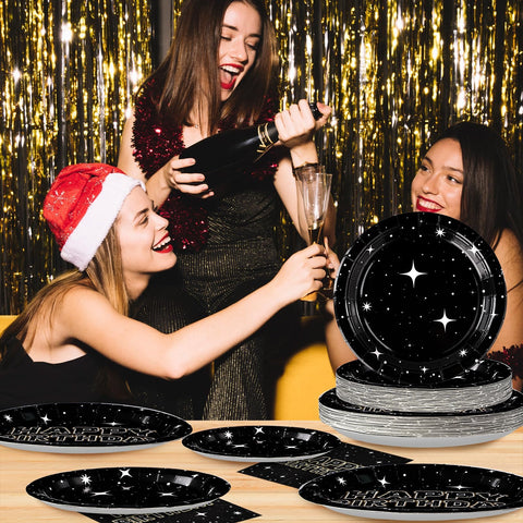 200 Pcs Stars Birthday Party Plates and Napkins - Grencian