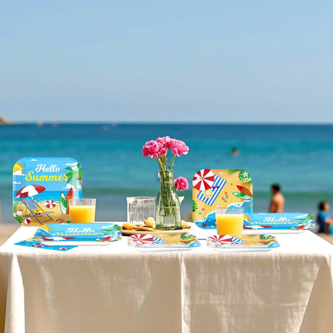 200 Pcs Summer Beach Party Plates and Napkins - Grencian