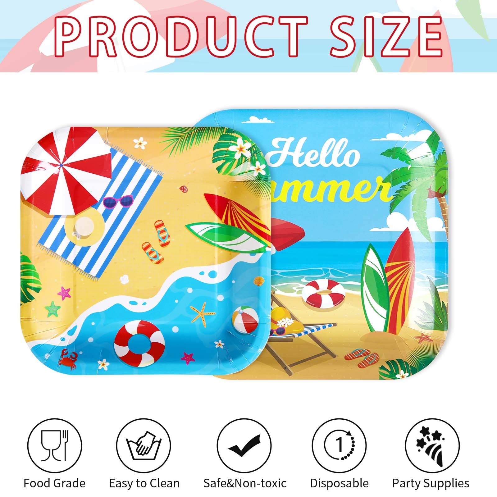 200 Pcs Summer Beach Party Plates and Napkins - Grencian