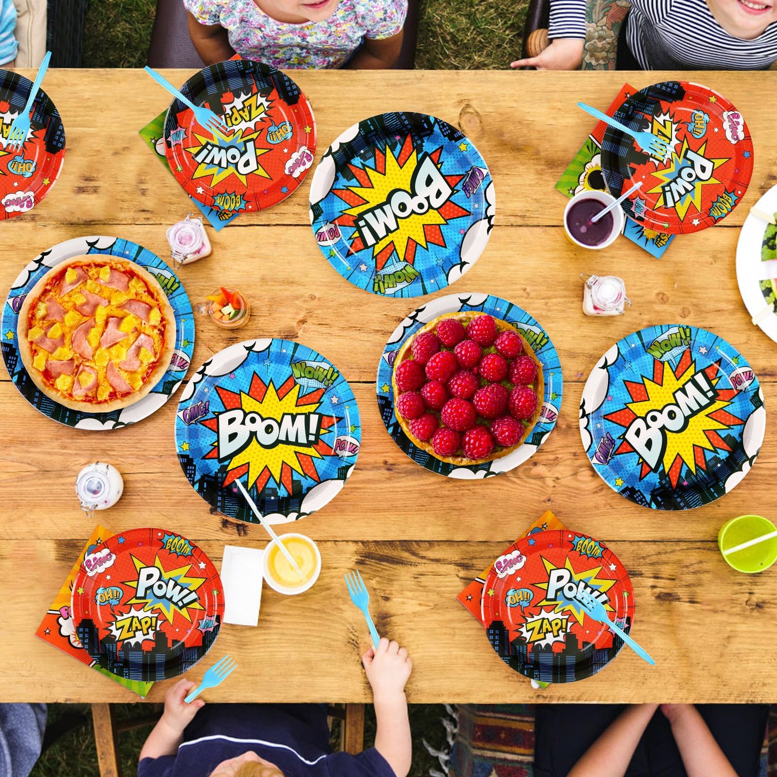 200 Pcs Super Hero Party Plates and Napkins - Grencian