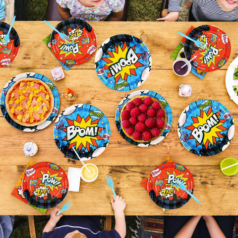 200 Pcs Super Hero Party Plates and Napkins - Grencian