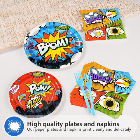 200 Pcs Super Hero Party Plates and Napkins - Grencian