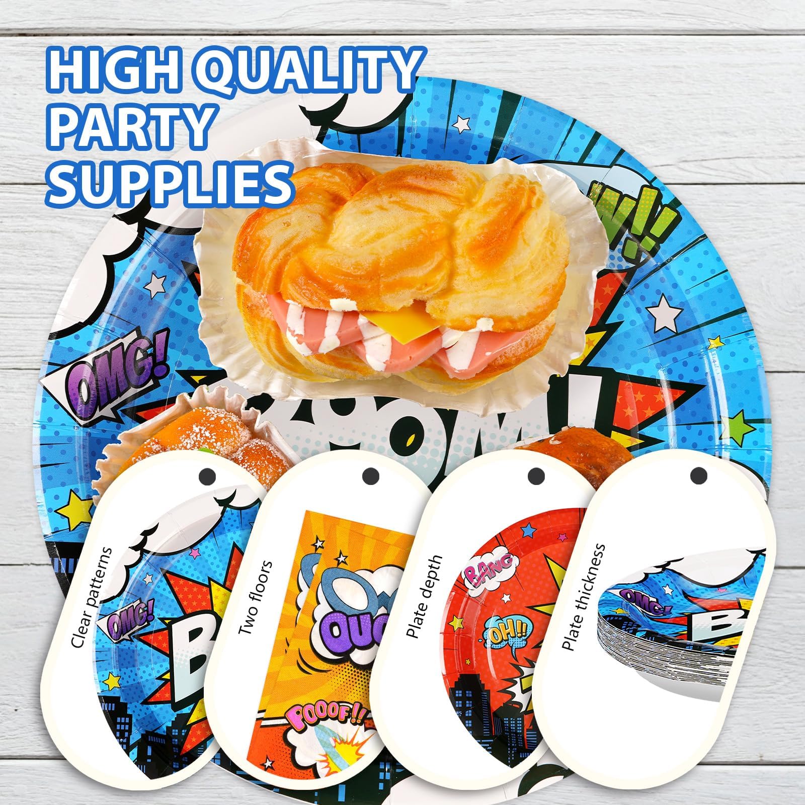 200 Pcs Super Hero Party Plates and Napkins - Grencian