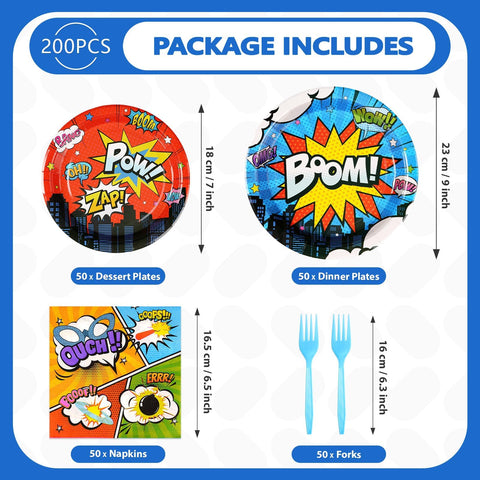 200 Pcs Super Hero Party Plates and Napkins - Grencian