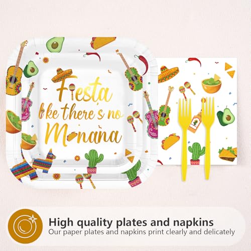 200 Pcs Taco Fiesta Party Square Plates and Napkins - Grencian