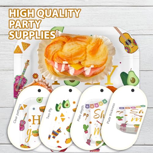200 Pcs Taco Fiesta Party Square Plates and Napkins - Grencian