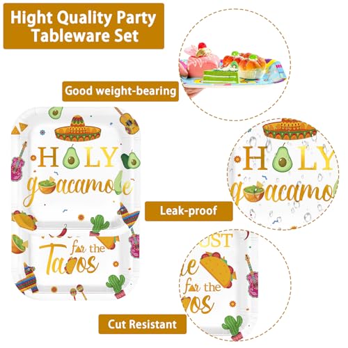 200 Pcs Taco Fiesta Party Square Plates and Napkins - Grencian