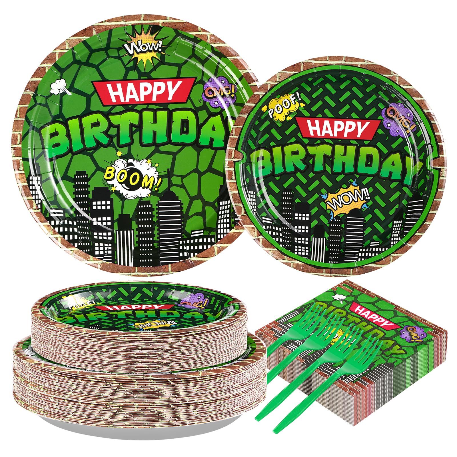 200 Pcs Turtle Birthday Party Plates and Napkins - Grencian