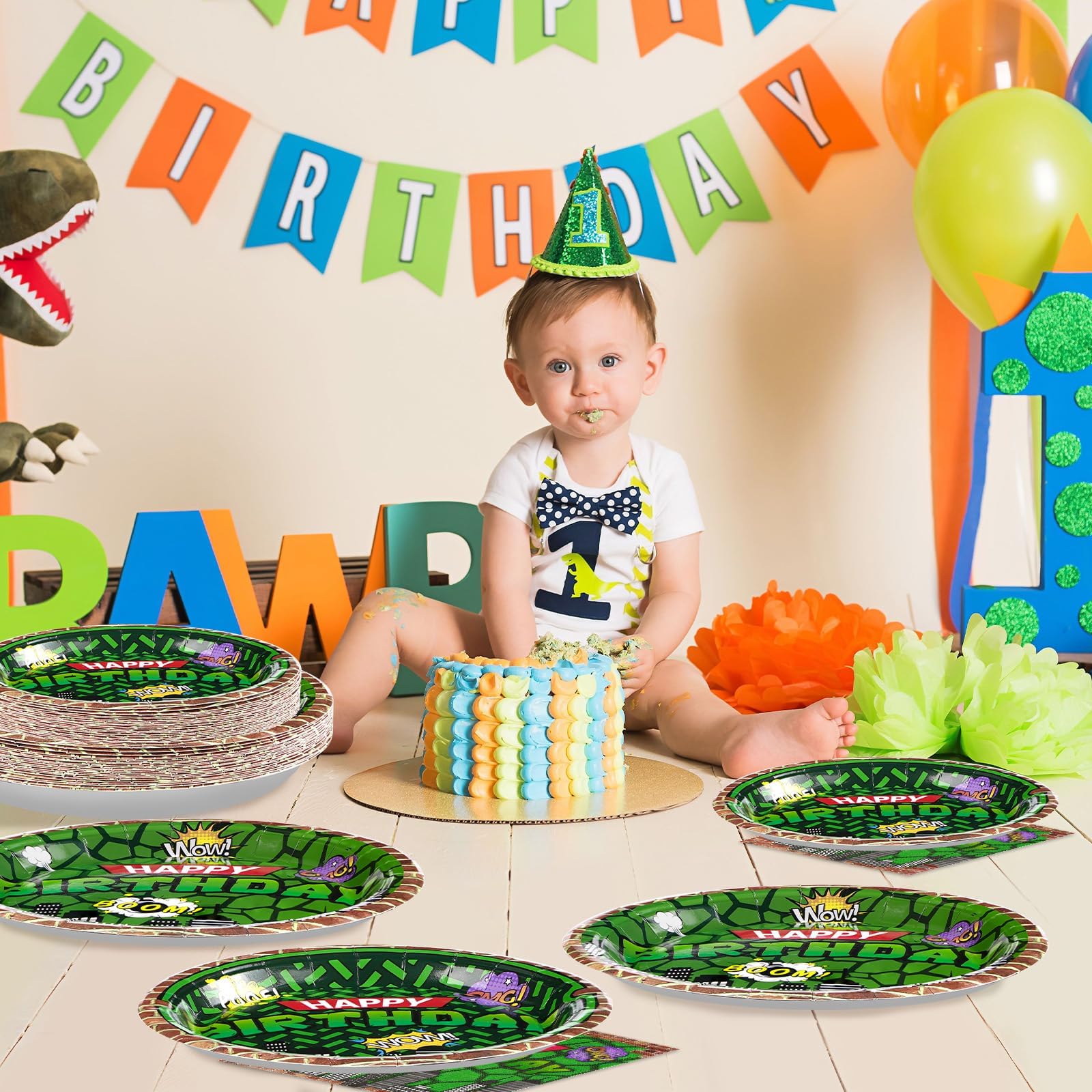 200 Pcs Turtle Birthday Party Plates and Napkins - Grencian