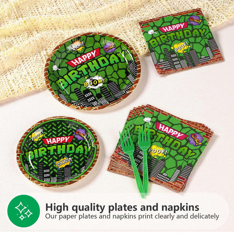 200 Pcs Turtle Birthday Party Plates and Napkins - Grencian