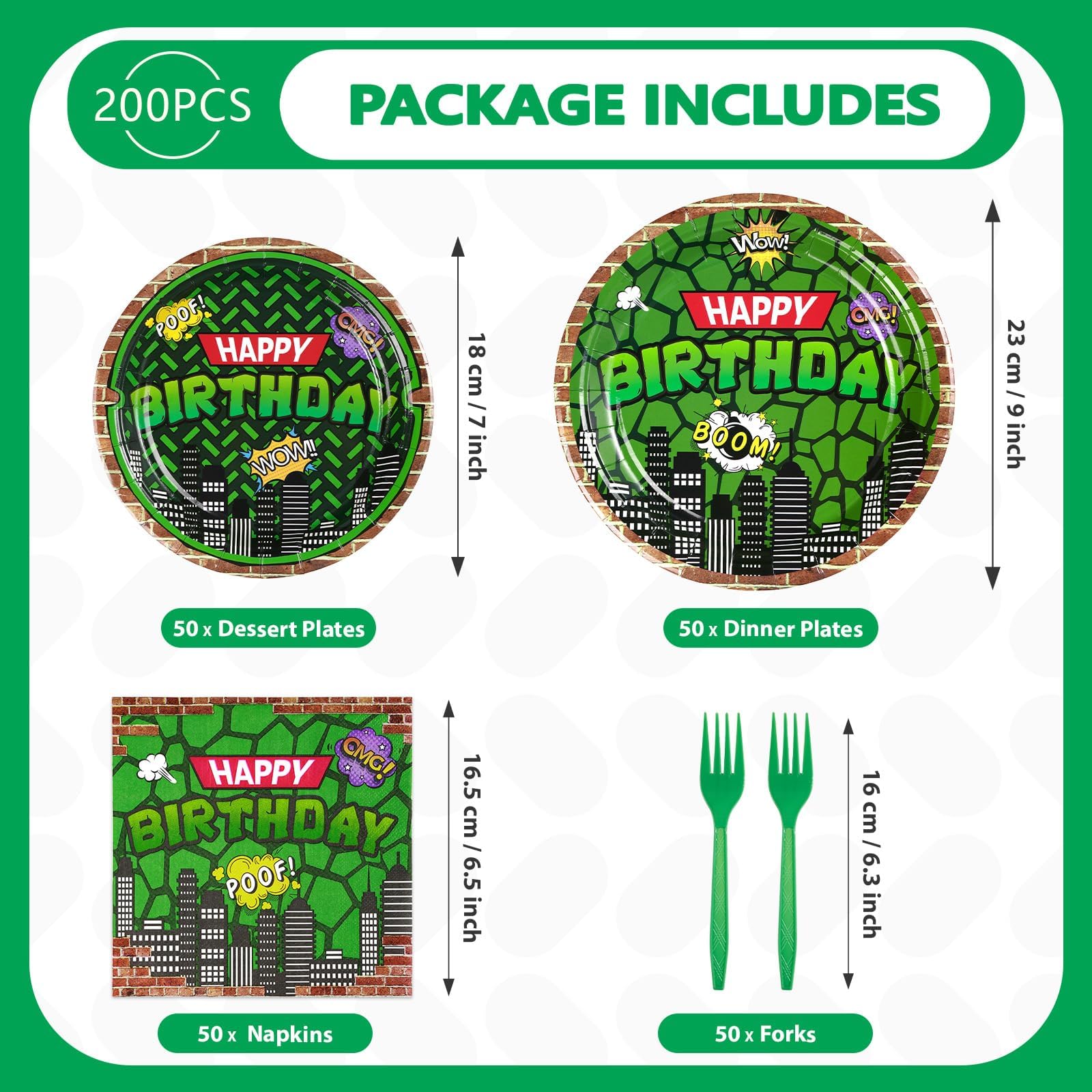 200 Pcs Turtle Birthday Party Plates and Napkins - Grencian