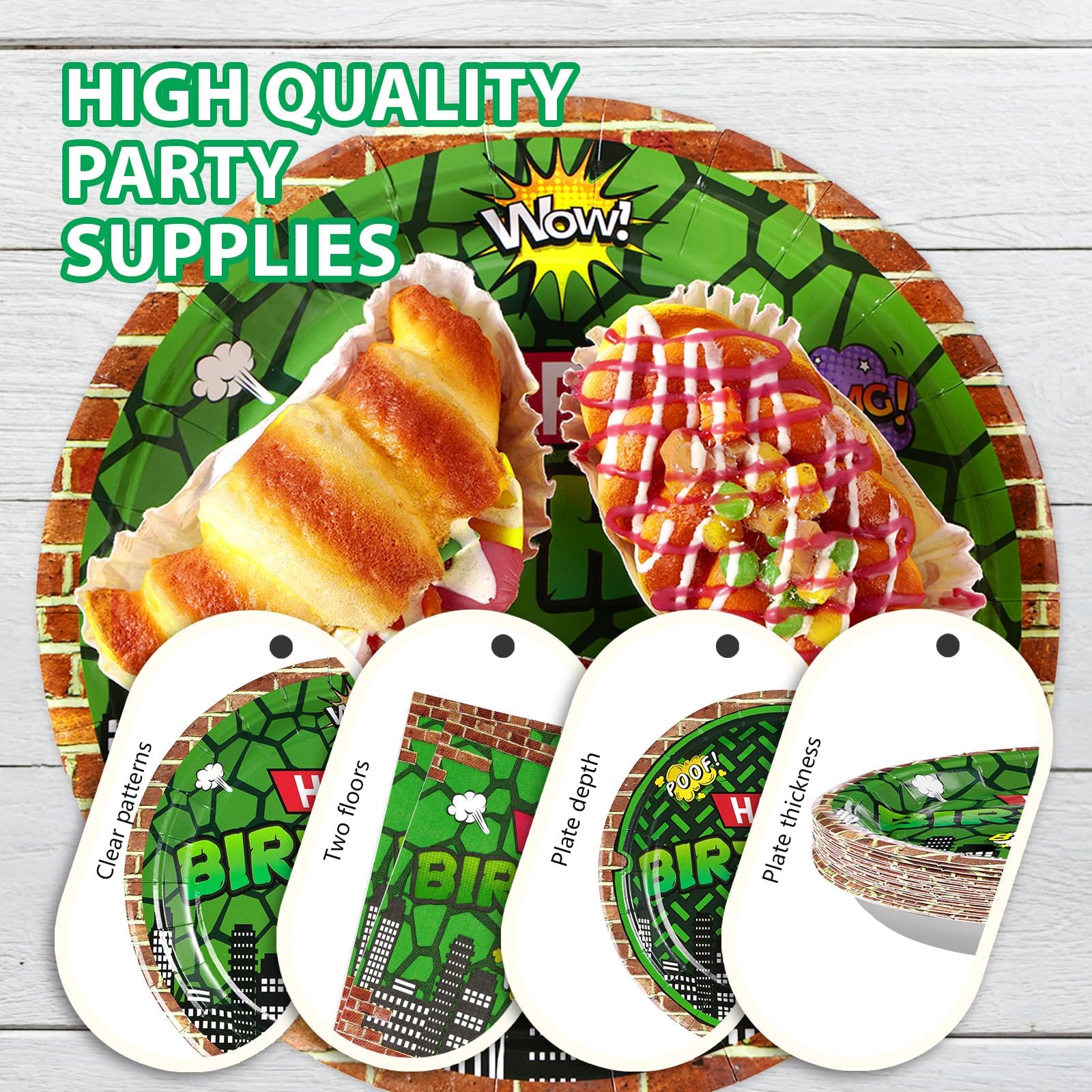 200 Pcs Turtle Birthday Party Plates and Napkins - Grencian