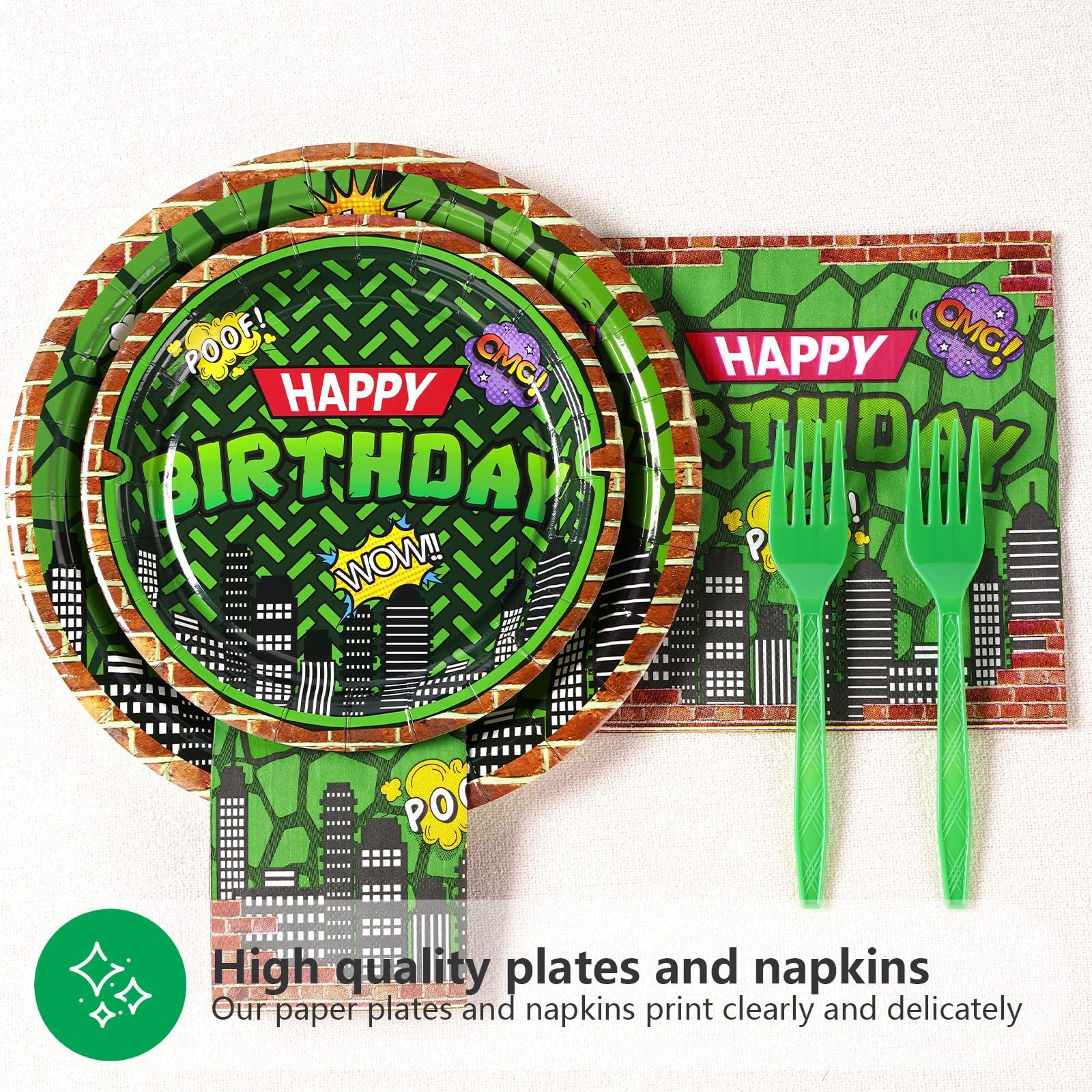 200 Pcs Turtle Birthday Party Plates and Napkins - Grencian