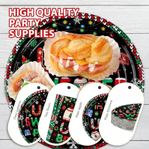 200 Pcs Ugly Sweater Party Plates and Napkins - Grencian