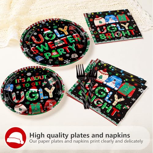 200 Pcs Ugly Sweater Party Plates and Napkins - Grencian