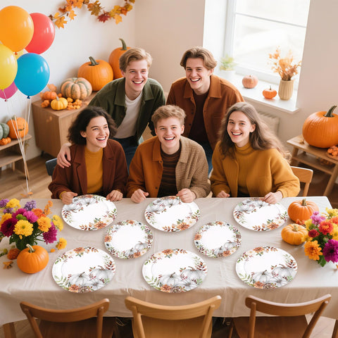 200 Pcs White Pumpkin Party Plates and Napkins - Grencian
