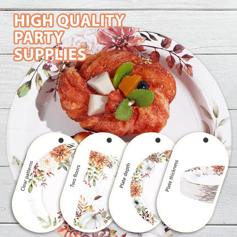 200 Pcs White Pumpkin Party Plates and Napkins - Grencian