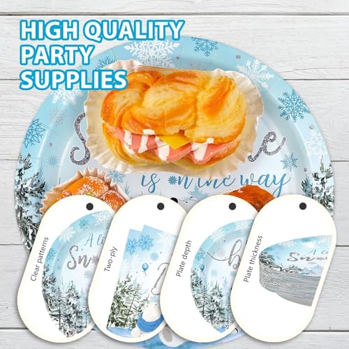 200 Pcs Winter Bear Baby Shower Party Plates and Napkins - Grencian