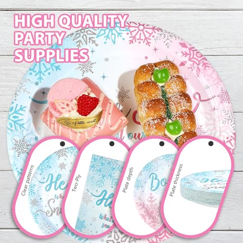 200 Pcs Winter Gender Reveal Party Plates and Napkins - Grencian