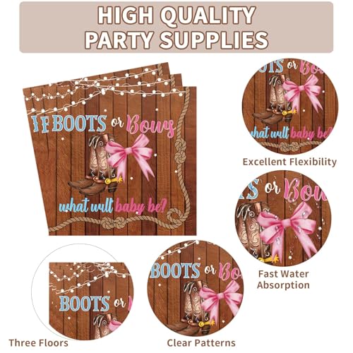 250 Pcs Boots or Bows Party Plates Napkins and Cups - Grencian