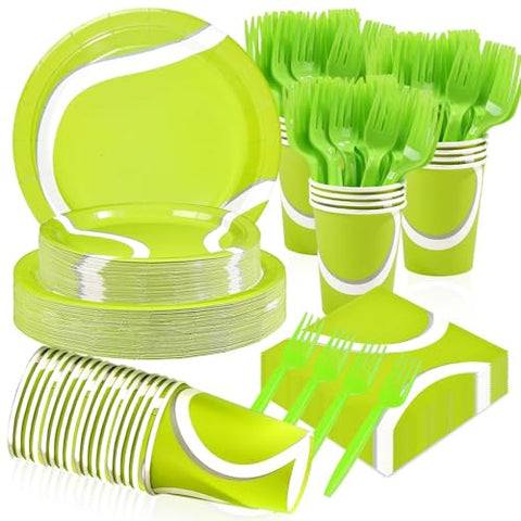 250 Pcs Tennis Party Plates Napkins Cups and Forks - Grencian