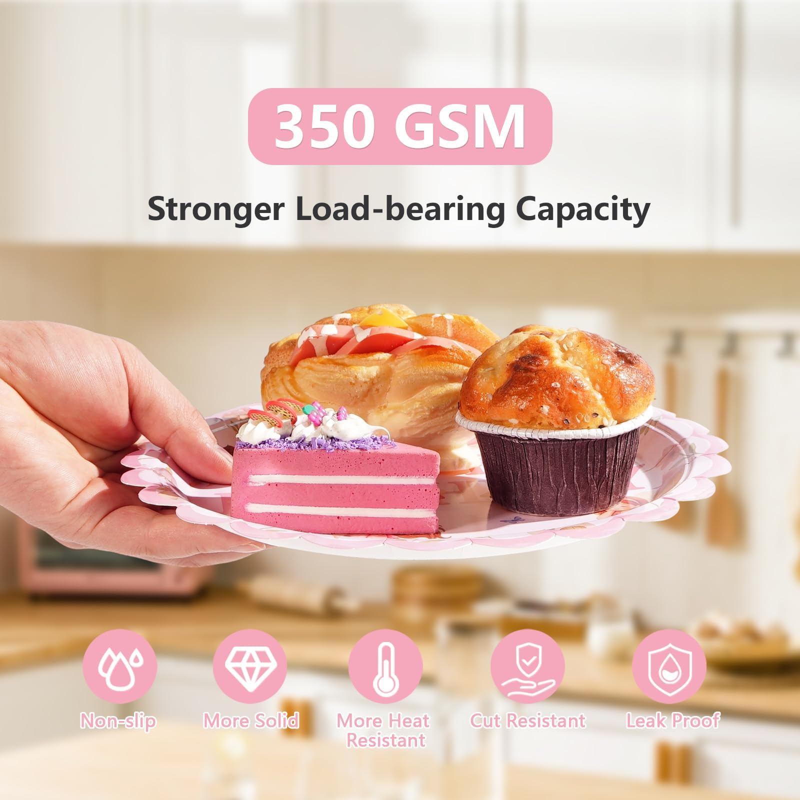 350 Pcs Fairy Birthday Scalloped Party Plates Napkins Cups and Forks - Grencian
