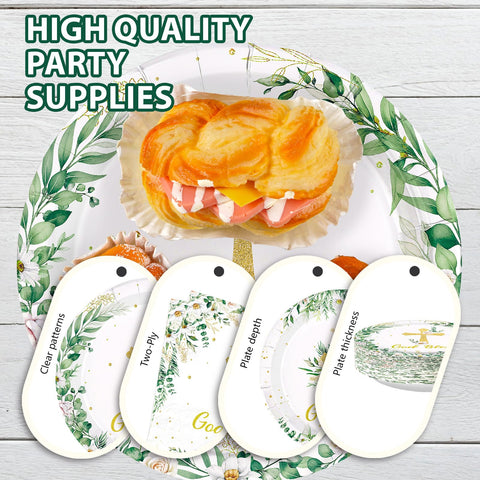 350 Pcs God Bless Party Plates Napkins Cups and Forks - Grencian