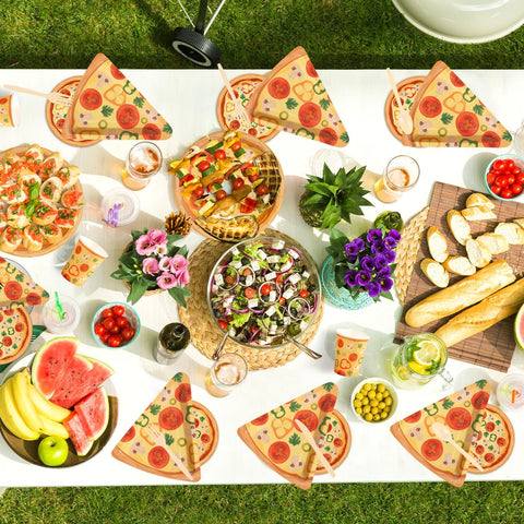 350 Pcs Pizza Party Plates Napkins Cups and Forks - Grencian
